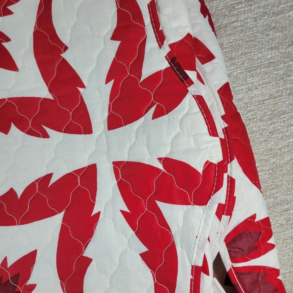 VTG Sears Danville Quilt Coverlet Twin Red Floral Americana Reversible Deadstock